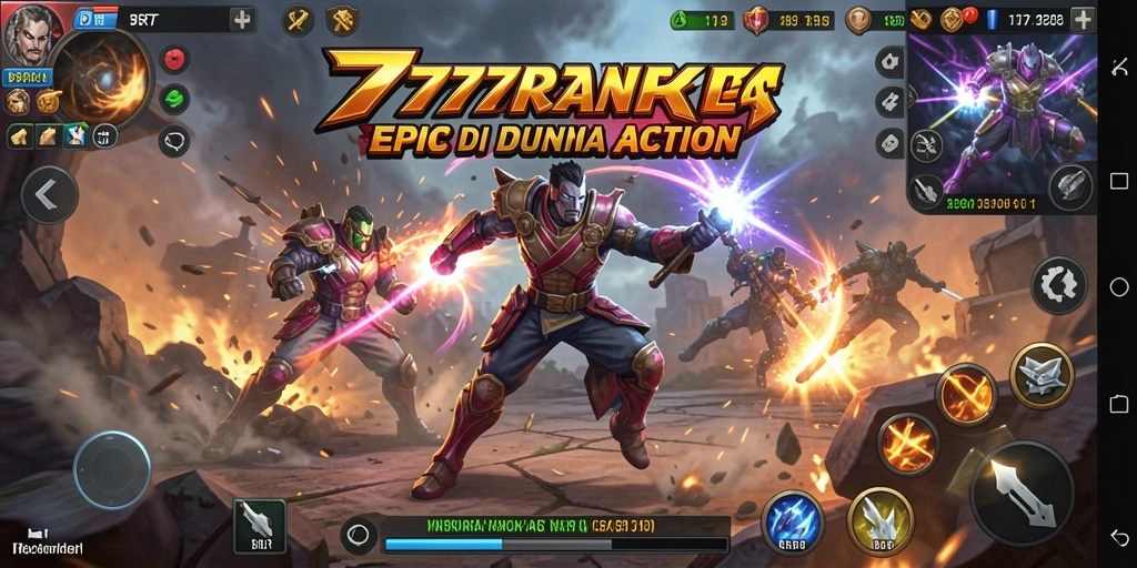 Tampilan mendebarkan dari gameplay action 777RT saat bertarung.