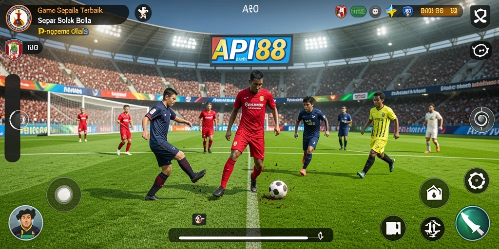 Screenshot gameplay API88 yang menampilkan aksi pertandingan sepak bola.