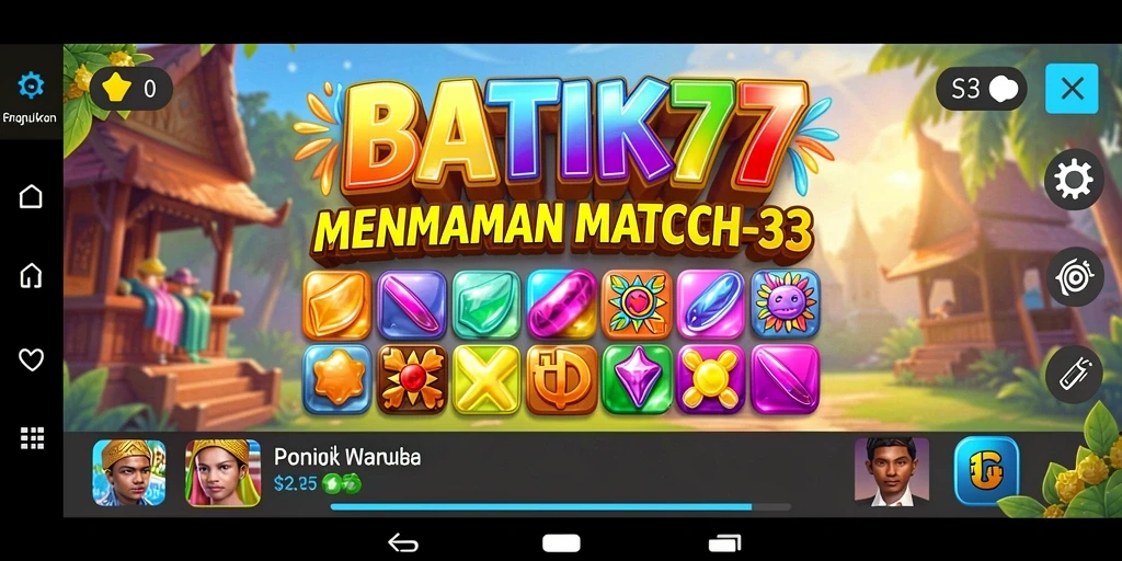 Tampilan gameplay BATIK77 menampilkan kombinasi pola batik yang menarik.