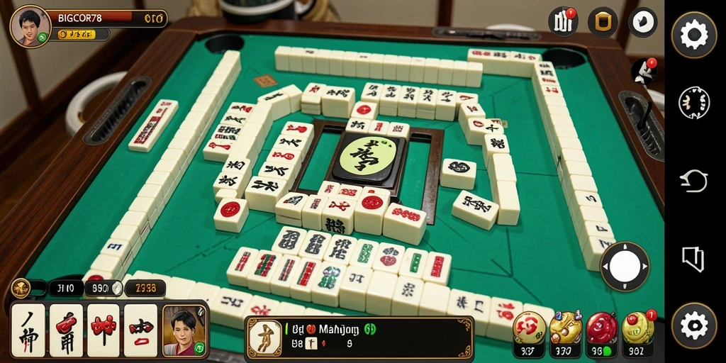 Tampilan screenshot utama BIGCOR78 yang menunjukkan gameplay Mahjong yang seru.