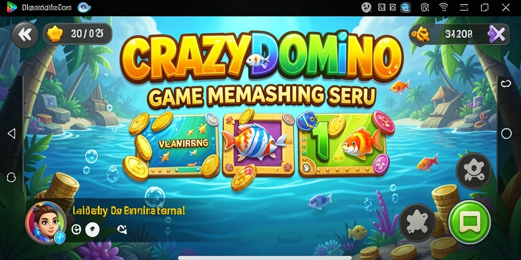 Tampilan gameplay seru dengan aksi memancing di laut lepas.