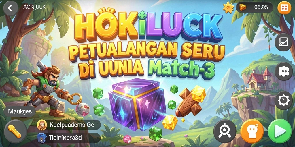 Tampilan gameplay seru HOKILUCK dengan tantangan Match-3.