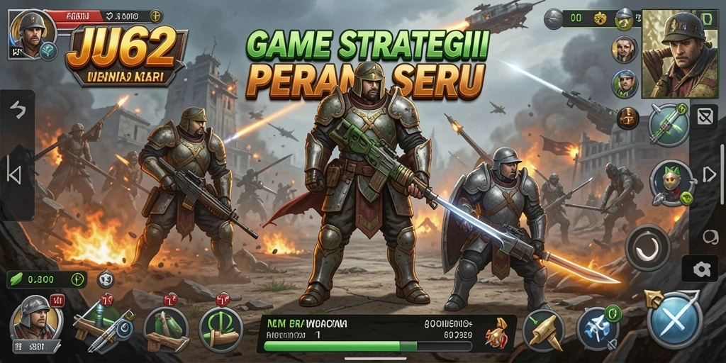 Tangkapan layar utama gameplay menampilkan pertempuran strategi SLG.