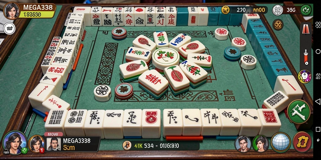Tampilan menarik dari gameplay <strong>MEGA338</strong> saat bermain Mahjong.