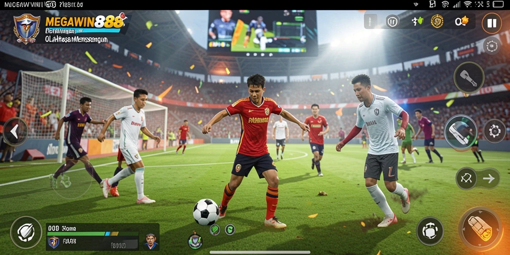 Tampilan seru gameplay MEGAWIN888 menampilkan momen olahraga yang mendebarkan.