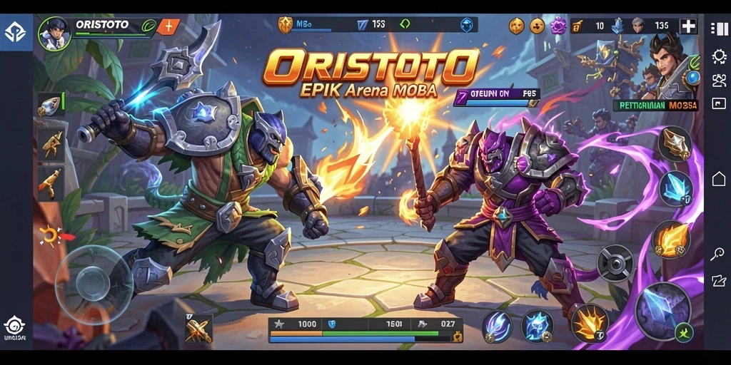 Tampilan gameplay ORISTOTO yang menegangkan dan mendebarkan di arena pertarungan.