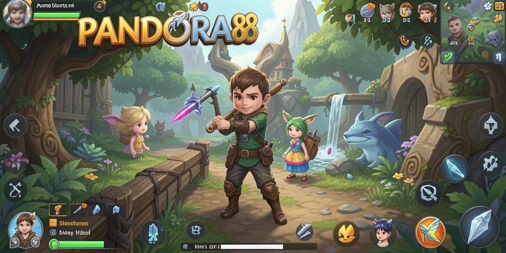 Tampilan gameplay menarik dari PANDORA88 dengan berbagai interaksi karakter.