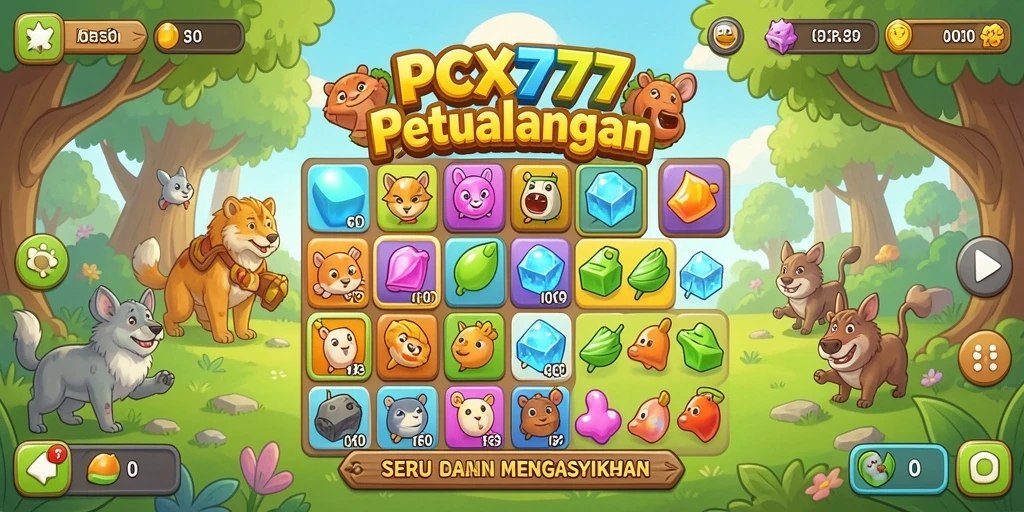 Screenshot gameplay PCX777 menunjukkan suasana seru saat bermain Match-3.