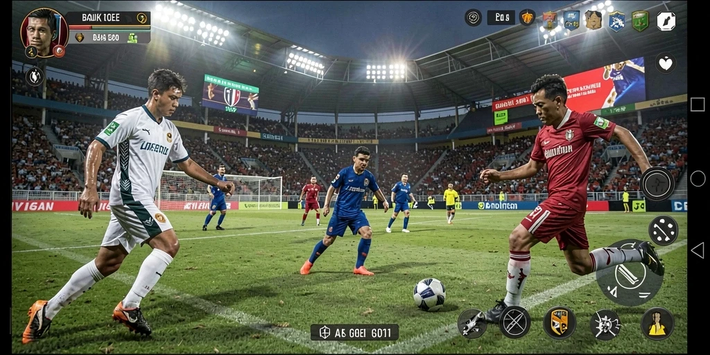 Tampilan gameplay seru dalam PG11 yang penuh aksi sepak bola.
