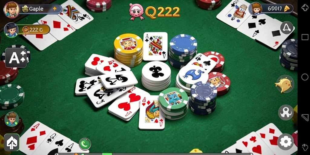 Tampilan gameplay Gaple penuh warna dan interaktif.