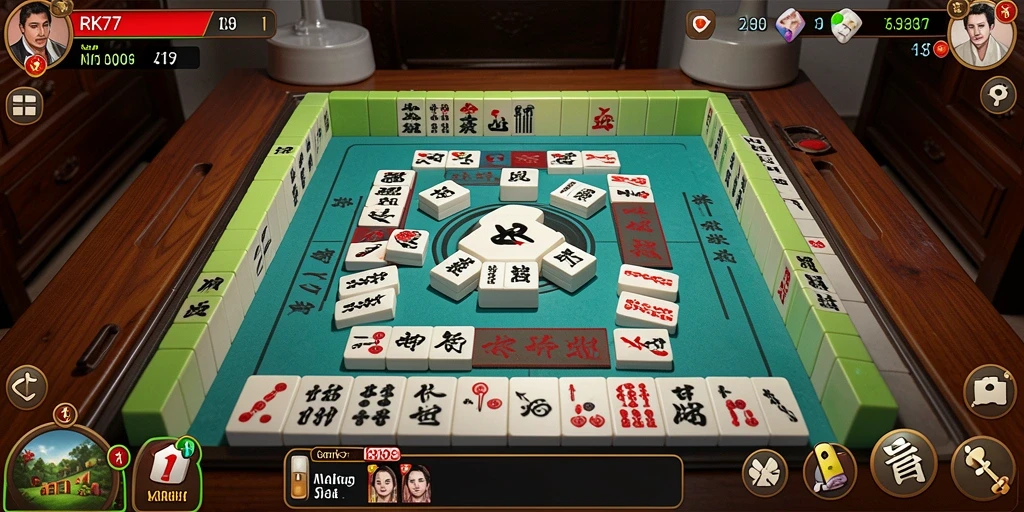 Screenshot dari gameplay Mahjong yang seru di RK77.