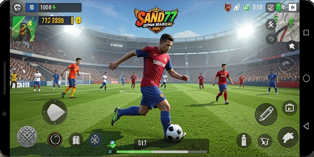 Tangkapan layar gameplay <strong>SAND77</strong> yang menampilkan aksi seru di lapangan.