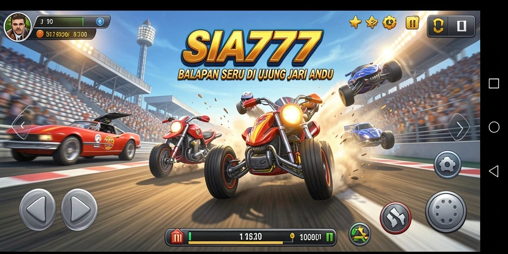 Gameplay SIA777 yang seru dengan berbagai kendaraan balap.