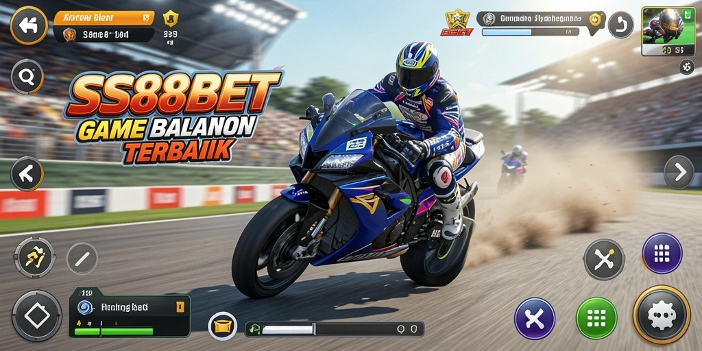 Tampilan gameplay balapan motor yang mendebarkan dalam SS88BET.
