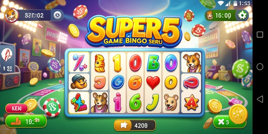 Tampilan gameplay SUPER5 yang menarik dalam permainan Bingo.