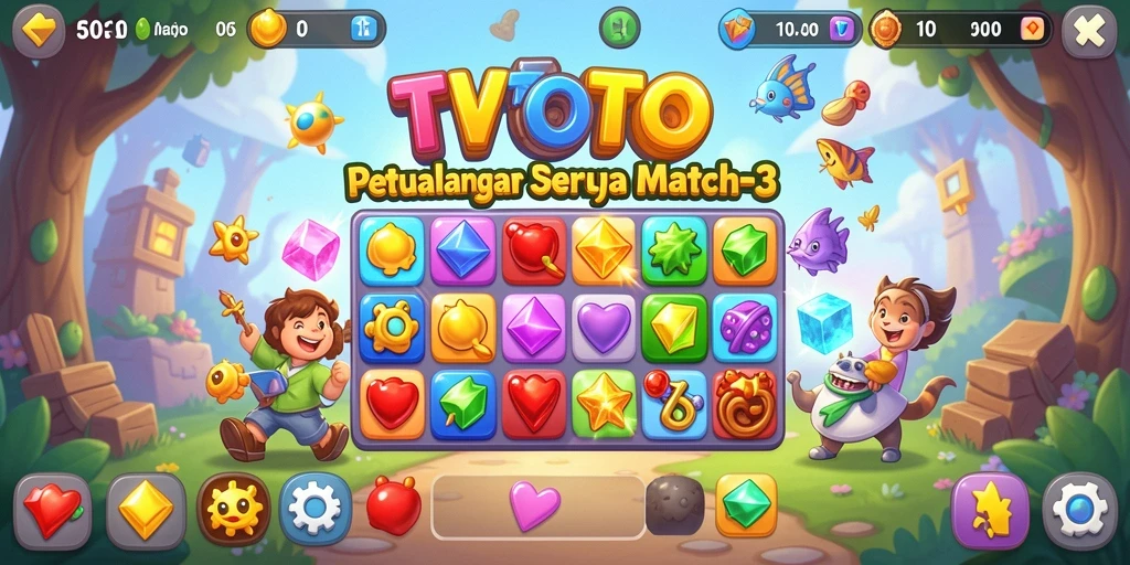 Tampilan gameplay TVTOTO yang seru dan menarik dalam kategori Match-3.