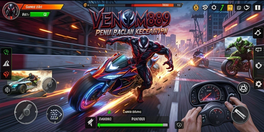 Tampilan mendebarkan dari gameplay Racing di VENOM889.
