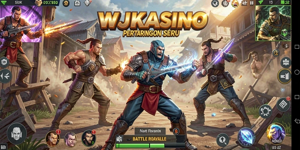 Tampilan gameplay mendebarkan dari WJKASINO dalam pertempuran Battle Royale.
