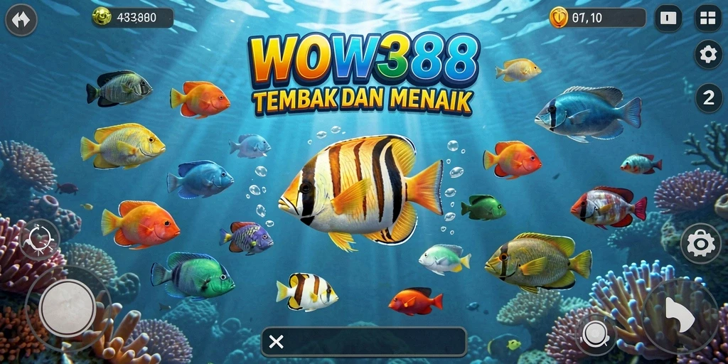 Tampilan gameplay <strong>WOW388</strong> yang menampilkan aksi tembak ikan yang seru.